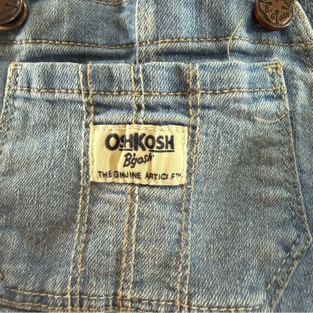 OshKosh B'gosh Denim and Pink Floral Kids Overall Dress Sz 2T